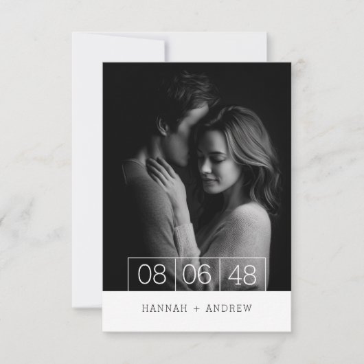Simple Modern Minimalist Photo Wedding Invitation Kaart (Voorkant)