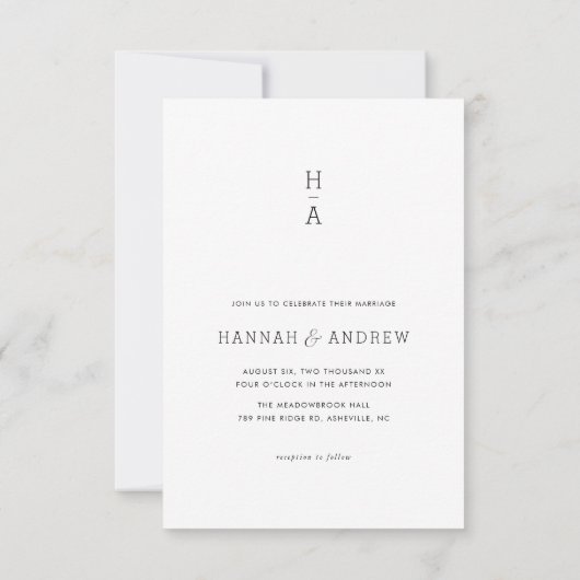 Simple Modern Minimalist Photo Wedding Invitation Kaart (Achterkant)