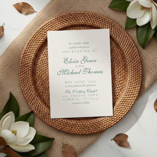 Simple Modern Minimalist Sage Green Wedding Kaart