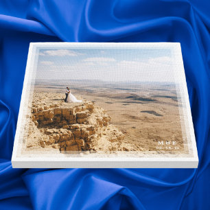 Simple Modern Minimalist Wedding Jubileum Foto Canvas Afdruk