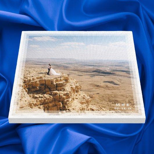 Simple Modern Minimalist Wedding Jubileum Foto Canvas Afdruk