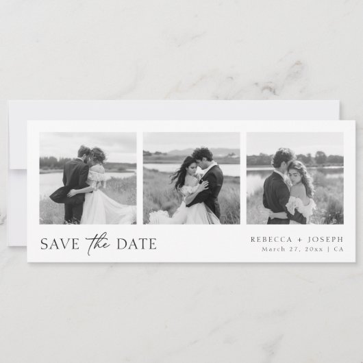 Simple Modern Minimalist Wedding Photo Strip  Save The Date (Voorkant)