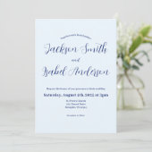 Simple Modern Minimalistic Blue Wedding Invitation Save The Date (Staand voorkant)