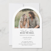 Simple Modern Miss to Mrs Arch Foto Vrijgezellenfe Kaart (Voorkant)