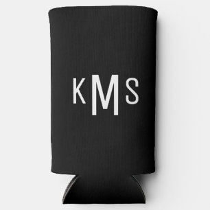 Simple Modern Monogram Black Seltzer Koelbox Blikjeskoeler