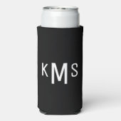 Simple Modern Monogram Black Seltzer Koelbox Seltzer Blikjeskoeler (Seltzer Achterkant)