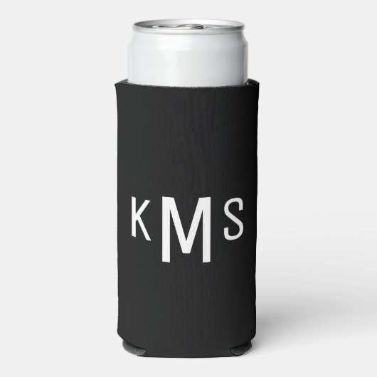 Simple Modern Monogram Black Seltzer Koelbox Seltzer Blikjeskoeler (Seltzer Achterkant)