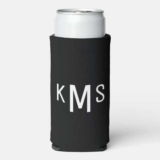 Simple Modern Monogram Black Seltzer Koelbox Seltzer Blikjeskoeler (Seltzer Voorkant)
