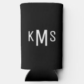 Simple Modern Monogram Black Seltzer Koelbox Seltzer Blikjeskoeler (Achterkant)