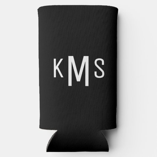 Simple Modern Monogram Black Seltzer Koelbox Seltzer Blikjeskoeler (Achterkant)