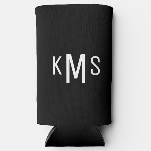 Simple Modern Monogram Black Seltzer Koelbox Seltzer Blikjeskoeler (Voorkant)