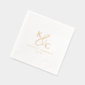Simple Modern Monogram Gold Wedding Cocktail Folie Servetten (Links)