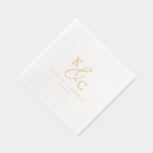 Simple Modern Monogram Gold Wedding Cocktail Folie Servetten (Rechts)