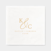 Simple Modern Monogram Gold Wedding Cocktail Folie Servetten (Voorkant)