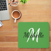 Simple Modern Monogram Initiaal + Naam Groen Wit