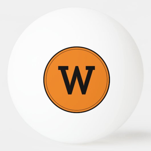 Simple Modern Monogram Oranje Pingpongbal (Voorkant)