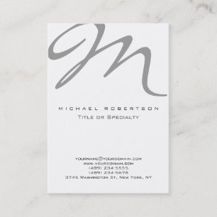 Simple Modern Monogram White Plain Visitekaartje