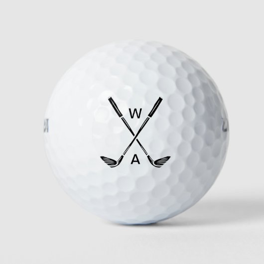Simple Modern Monogrammed Golf Club Golfballen (Voorkant)