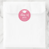 Simple Modern Mortar Board Roze Afstuderen Ronde Sticker (Tas)