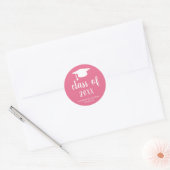 Simple Modern Mortar Board Roze Afstuderen Ronde Sticker (Envelop)