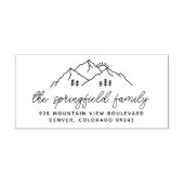 Simple Modern Mountains Trees Familienaam Adres Rubberstempel (Afrduk)