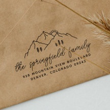 Simple Modern Mountains Trees Familienaam Adres