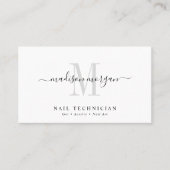 Simple Modern Nail Technician Script Monogram Visitekaartje (Voorkant)
