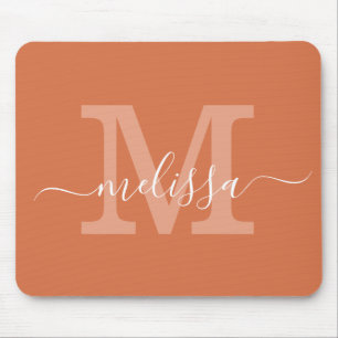 Simple Modern Name Monogram Initiaal Terracotta Muismat