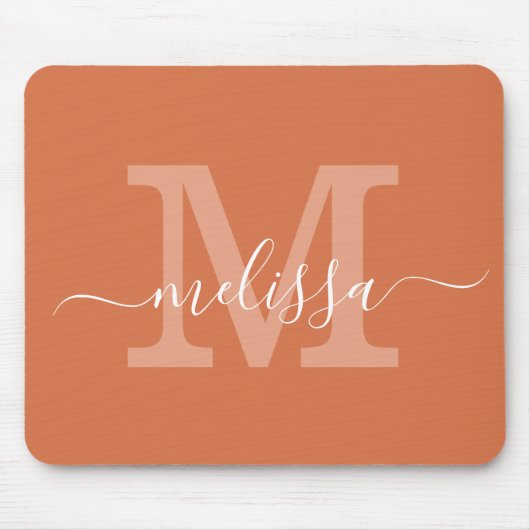 Simple Modern Name Monogram Initiaal Terracotta Muismat (Voorkant)