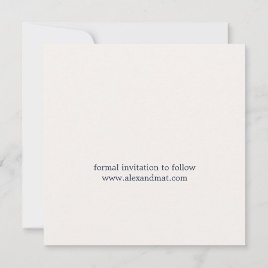 Simple Modern Navy Blue Typografie Save The Date (Achterkant)