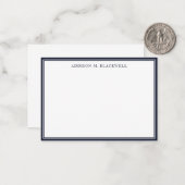 Simple Modern Navy Blue White Professional Notitiekaartje (Voorkant / Achterkant in situ)