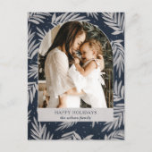 Simple Modern Navy Branch Foto Feestdagenkaart (Voorkant)