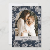Simple Modern Navy Branch Foto Feestdagenkaart (Voorkant)