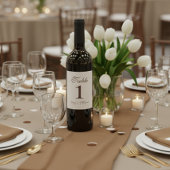 Simple Modern Neutral Brown Wedding Table Number  Wijn Etiket