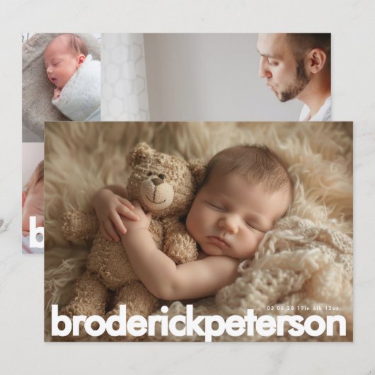 Simple Modern Newborn Photo Birth Aankondiging (Voorkant / Achterkant)