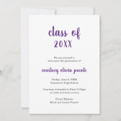 Simple Modern Non-Photo Paars Afstuderen Aankondiging (Voorkant)