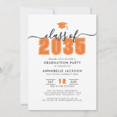 Simple Modern Orange Graduation Party Kaart (Voorkant)