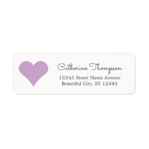 Simple Modern Paars Heart Girly Script Name Etiket
