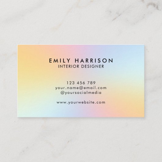 Simple Modern Pastel Ombre Visitekaartje (Achterkant)