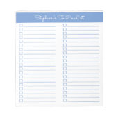 Simple Modern Periwinkle Blue Two Column Checklist Notitieblok (Voorkant)