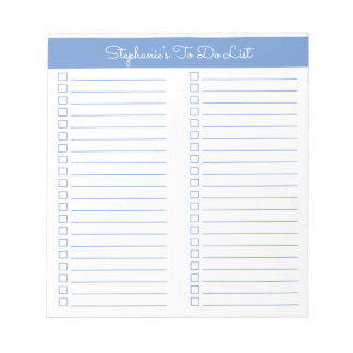 Simple Modern Periwinkle Blue Two Column Checklist Notitieblok