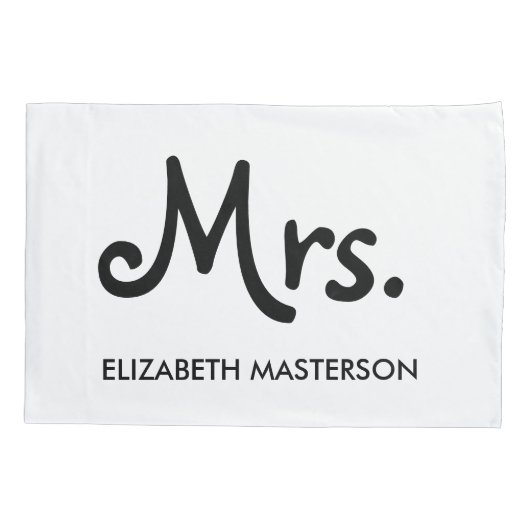 Simple Modern Personalized Mr. Mrs Black White Kussensloop (Achterkant-Links)
