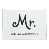 Simple Modern Personalized Mr. Mrs Black White Kussensloop (Achterkant-Rechts)