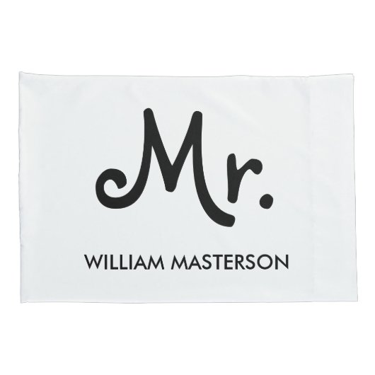 Simple Modern Personalized Mr. Mrs Black White Kussensloop (Achterkant-Rechts)
