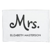 Simple Modern Personalized Mr. Mrs Black White Kussensloop (Voorkant-Links)