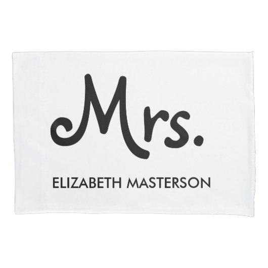 Simple Modern Personalized Mr. Mrs Black White Kussensloop (Voorkant-Links)