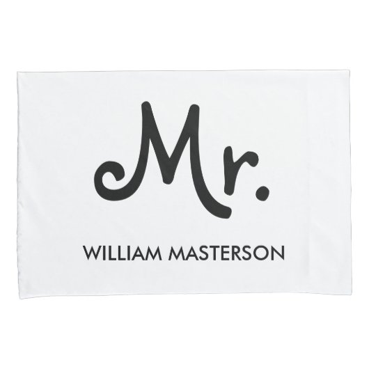 Simple Modern Personalized Mr. Mrs Black White Kussensloop (Voorkant-Rechts)