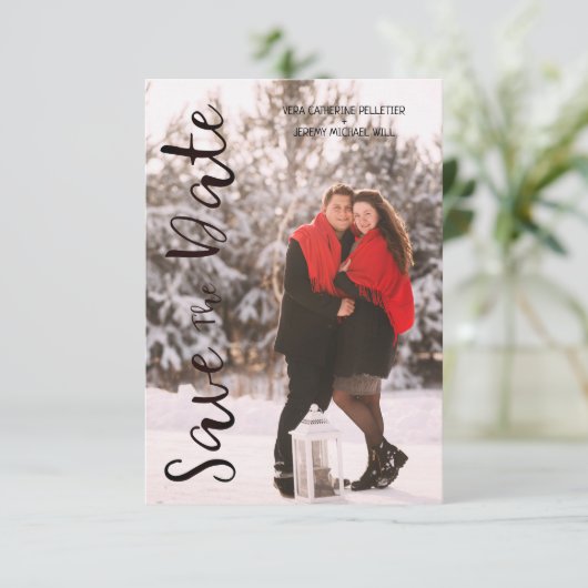 Simple Modern Personalized Photo Engagement Couple (Staand voorkant)