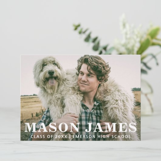 Simple Modern Photo Afstuderen Aankondiging (Staand voorkant)