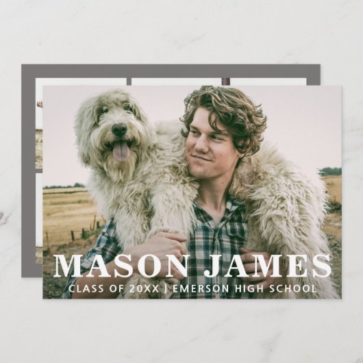 Simple Modern Photo Afstuderen Aankondiging (Voorkant / Achterkant)